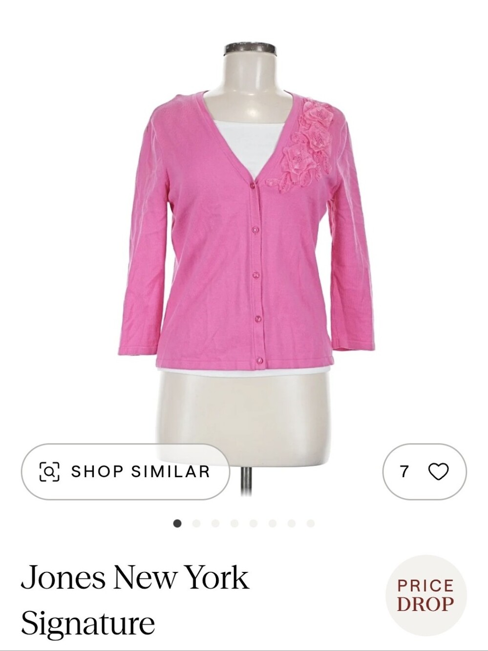 Jones New York Bright Pink Petite Knit Top